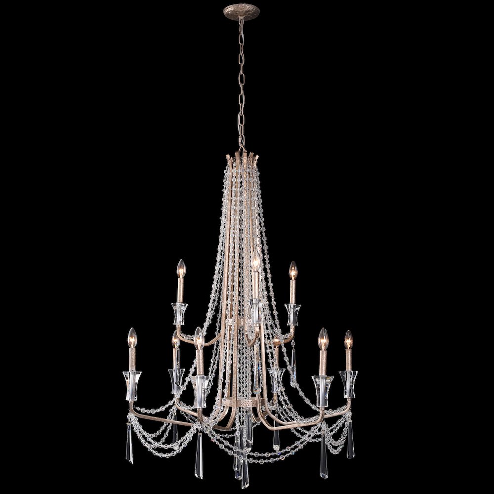Barcelona 9-Lt 2-Tier Crystal Chandelier - Transcend Silver. Picture 2