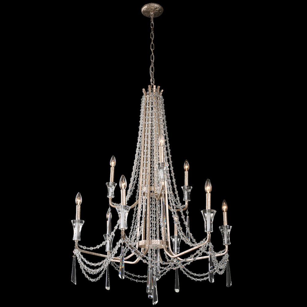 Barcelona 9-Lt 2-Tier Crystal Chandelier - Transcend Silver. Picture 3