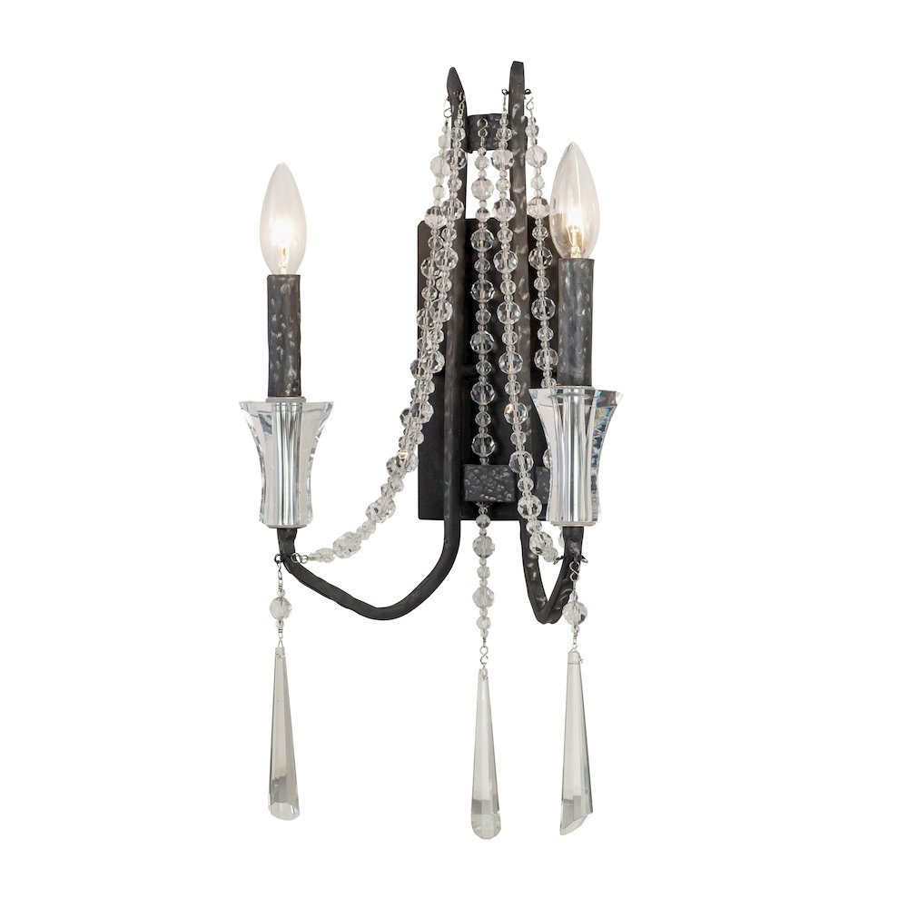 Barcelona 2-Lt Crystal Wall Sconce - Onyx. Picture 2