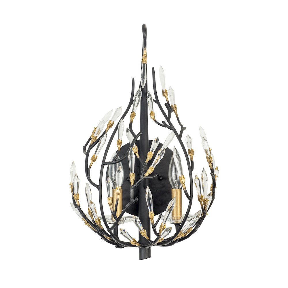 Bask 2-Lt Crystal Sconce - Matte Black/French Gold. Picture 5