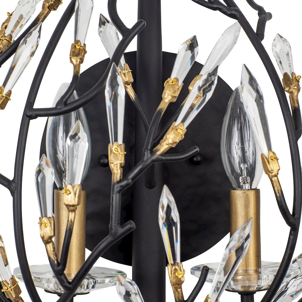 Bask 2-Lt Crystal Sconce - Matte Black/French Gold. Picture 6