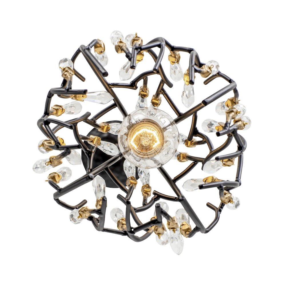 Bask 1-Lt Crystal Mini Pendant - Matte Black/French Gold. Picture 3