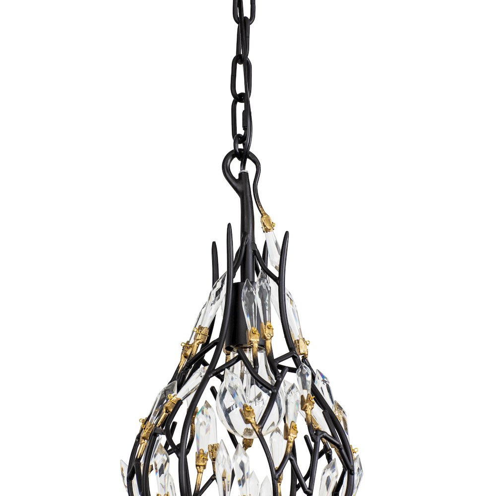 Bask 1-Lt Crystal Mini Pendant - Matte Black/French Gold. Picture 6