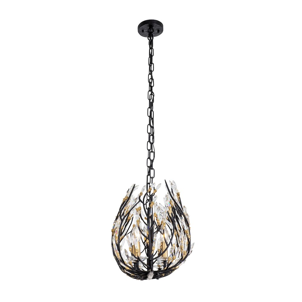 Bask 8-Lt Crystal Linear Pendant - Matte Black/French Gold. Picture 3