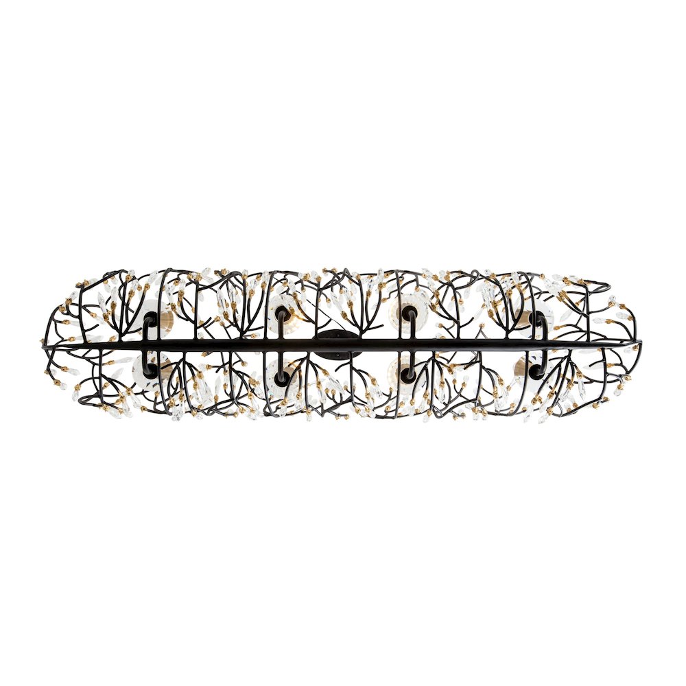 Bask 8-Lt Crystal Linear Pendant - Matte Black/French Gold. Picture 7