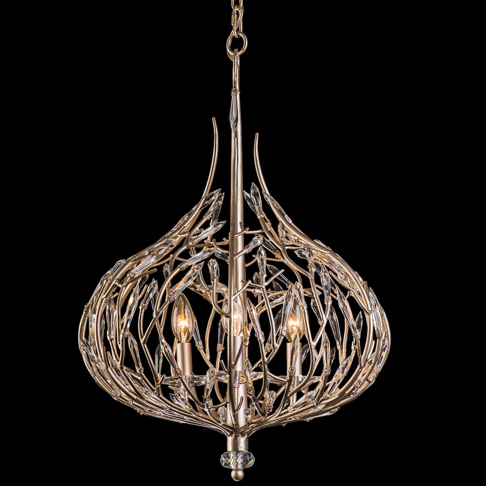 Bask 3-Lt Crystal Pendant - Gold Dust. Picture 1