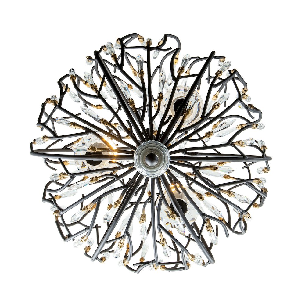 Bask 3-Lt Crystal Pendant - Matte Black/French Gold. Picture 3