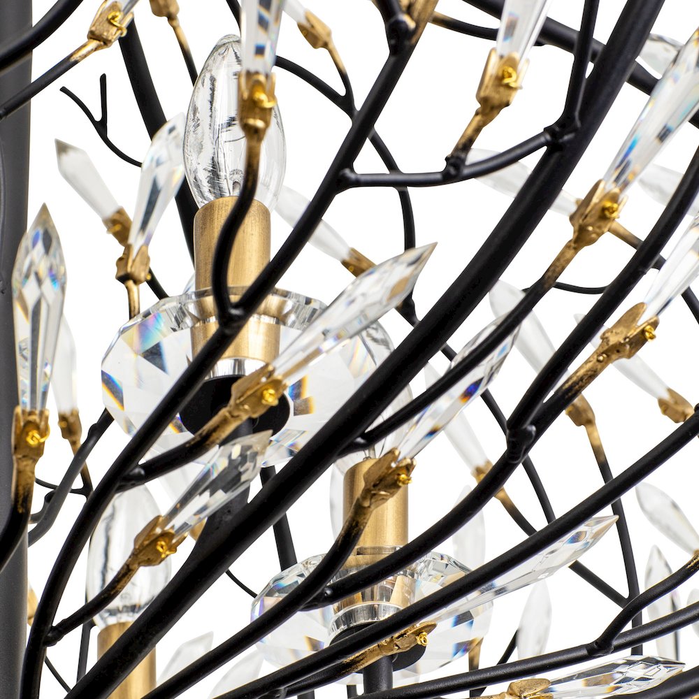 Bask 6-Lt Crystal Pendant - Matte Black/French Gold. Picture 6