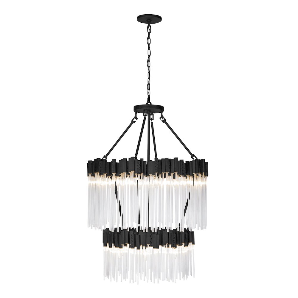 Matrix 14-Lt 2-Tier Chandelier - Matte Black/French Gold. Picture 1