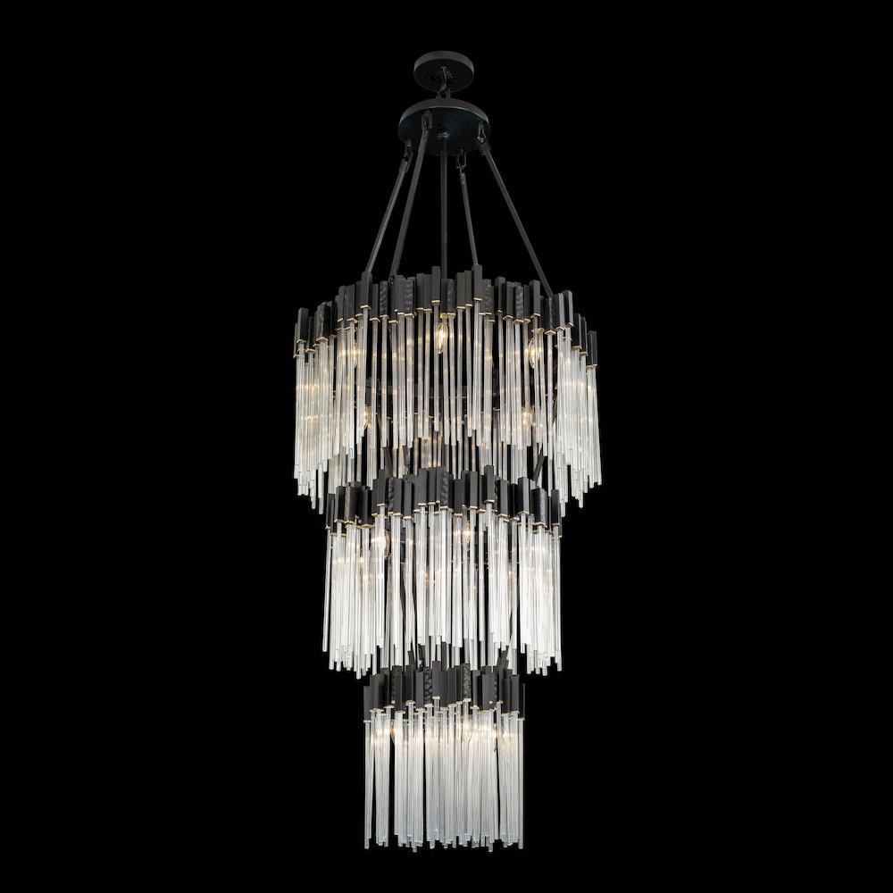 Matrix 18-Lt 3-Tier Chandelier - Matte Black/French Gold. Picture 3