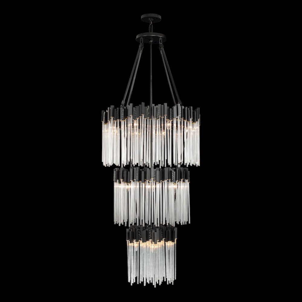 Matrix 18-Lt 3-Tier Chandelier - Matte Black/French Gold. Picture 4