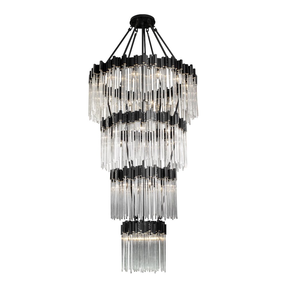 Matrix 30-Lt 4-Tier Chandelier - Matte Black/French Gold. Picture 2