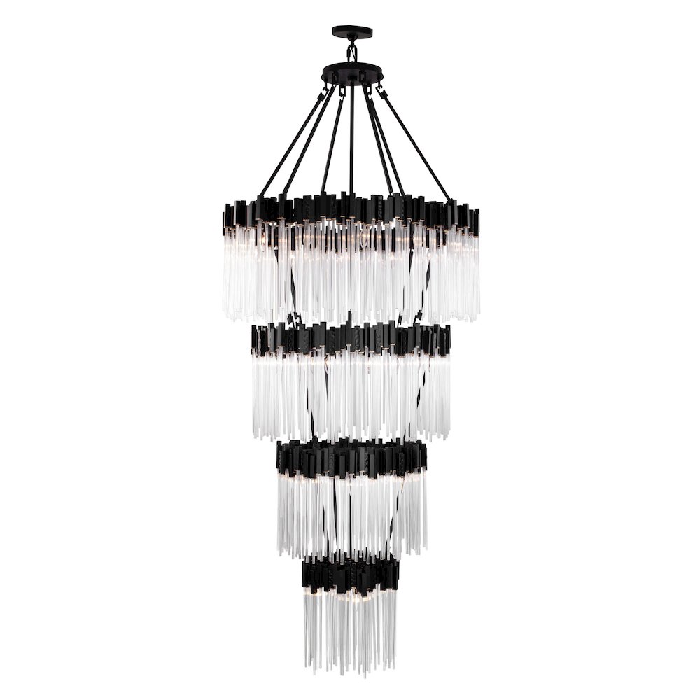 Matrix 30-Lt 4-Tier Chandelier - Matte Black/French Gold. Picture 3
