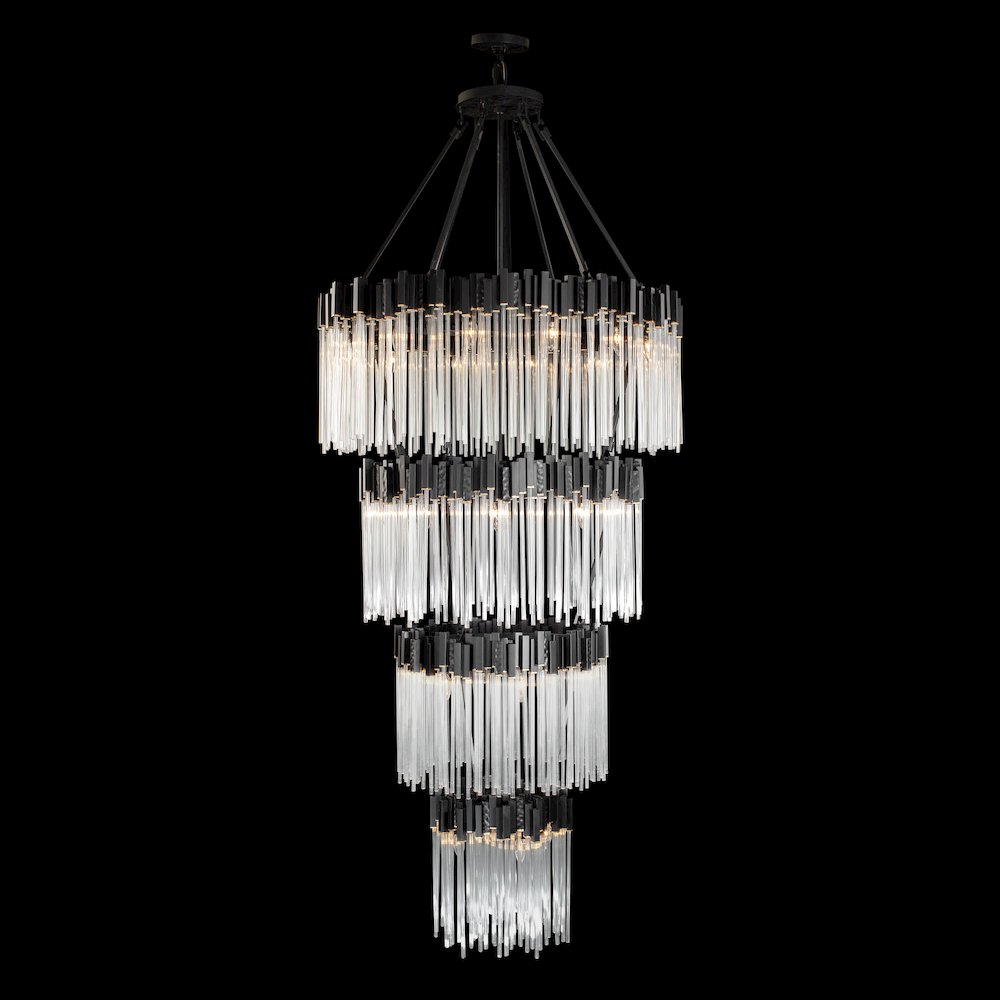 Matrix 30-Lt 4-Tier Chandelier - Matte Black/French Gold. Picture 4