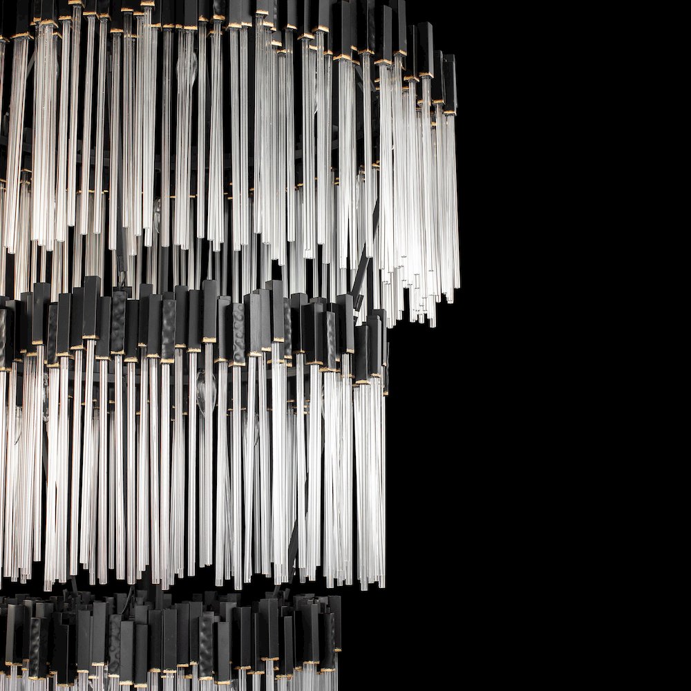 Matrix 30-Lt 4-Tier Chandelier - Matte Black/French Gold. Picture 6