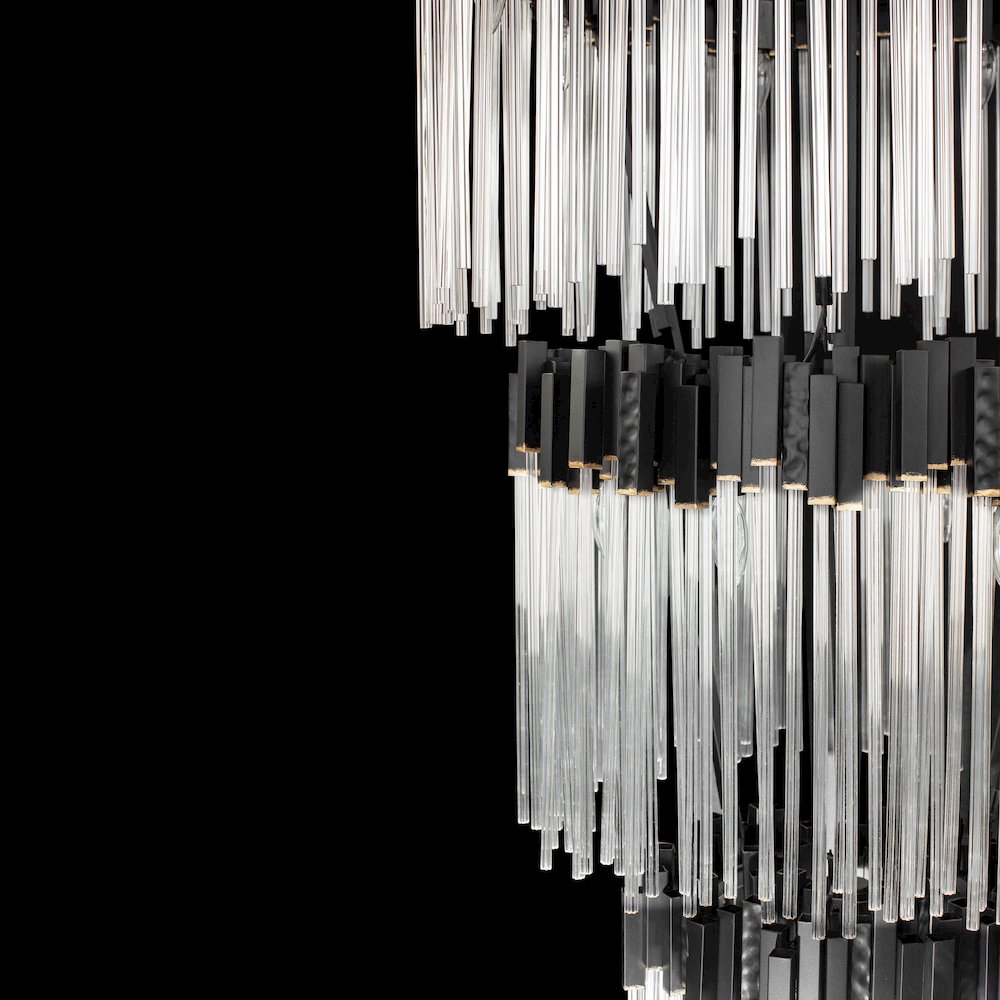 Matrix 30-Lt 4-Tier Chandelier - Matte Black/French Gold. Picture 7