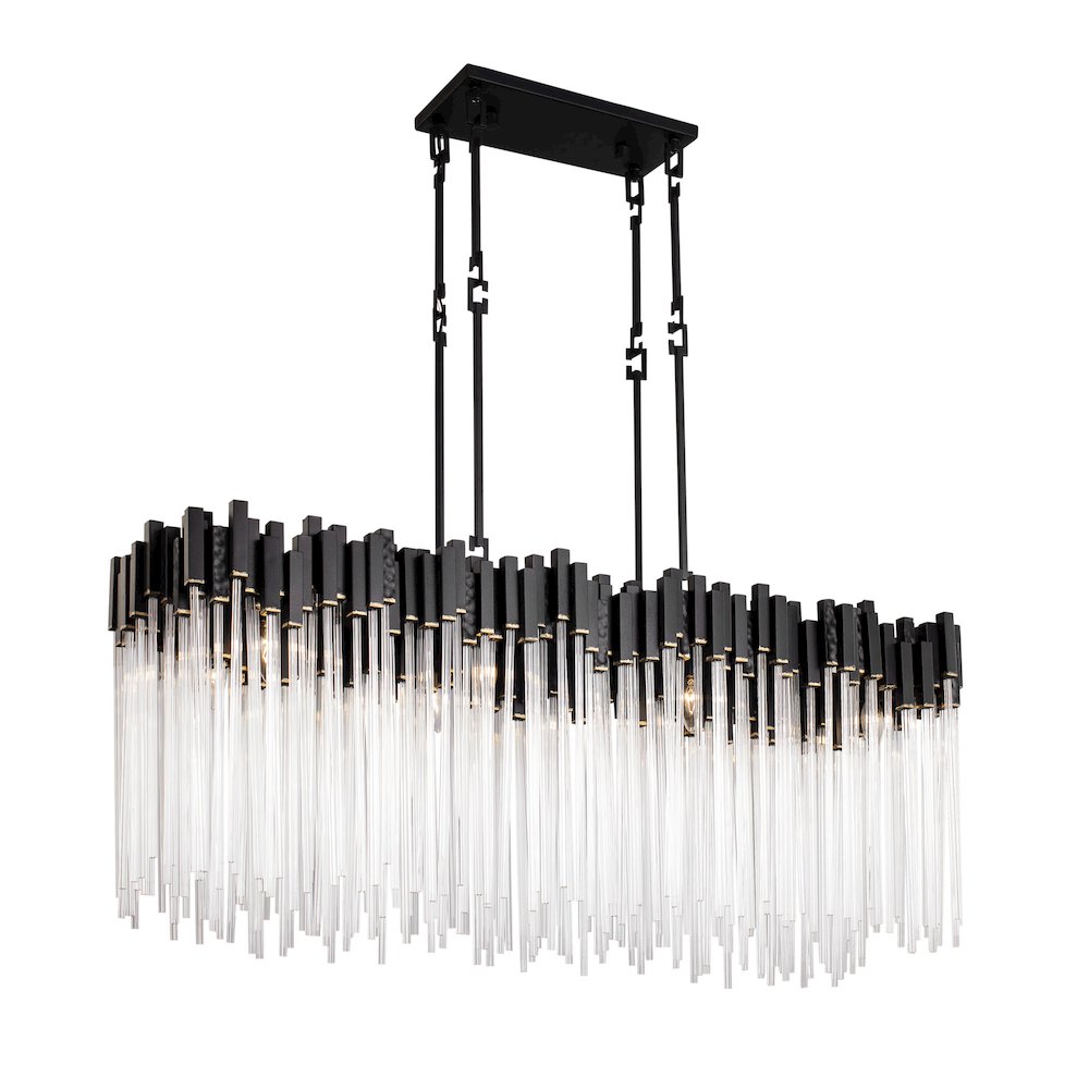 Matrix 8-Lt Linear Pendant - Matte Black/French Gold. Picture 1