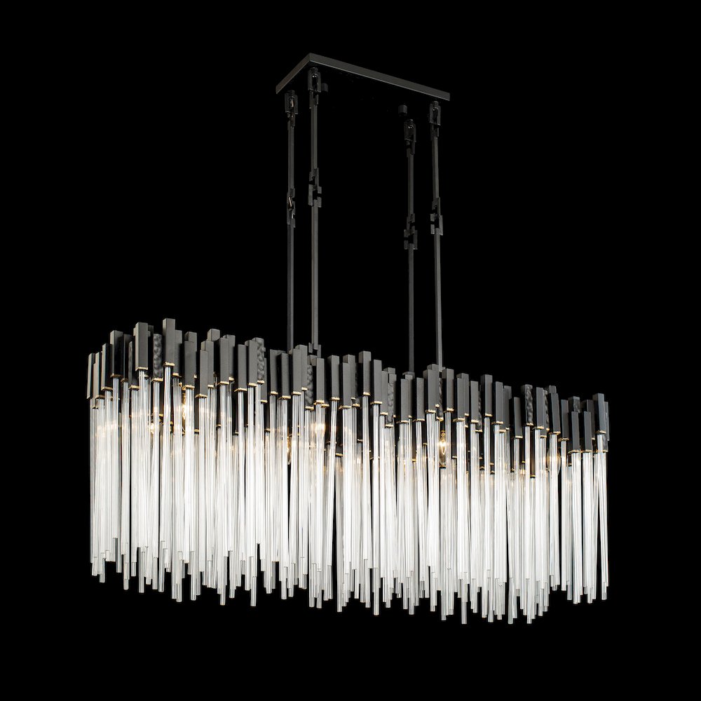 Matrix 8-Lt Linear Pendant - Matte Black/French Gold. Picture 2