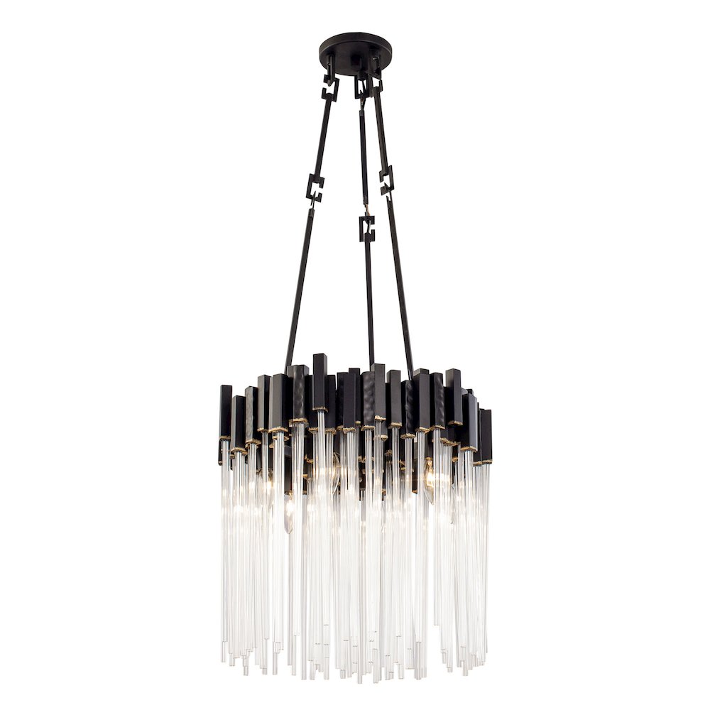 Matrix 6-Lt Pendant - Matte Black/French Gold. Picture 1
