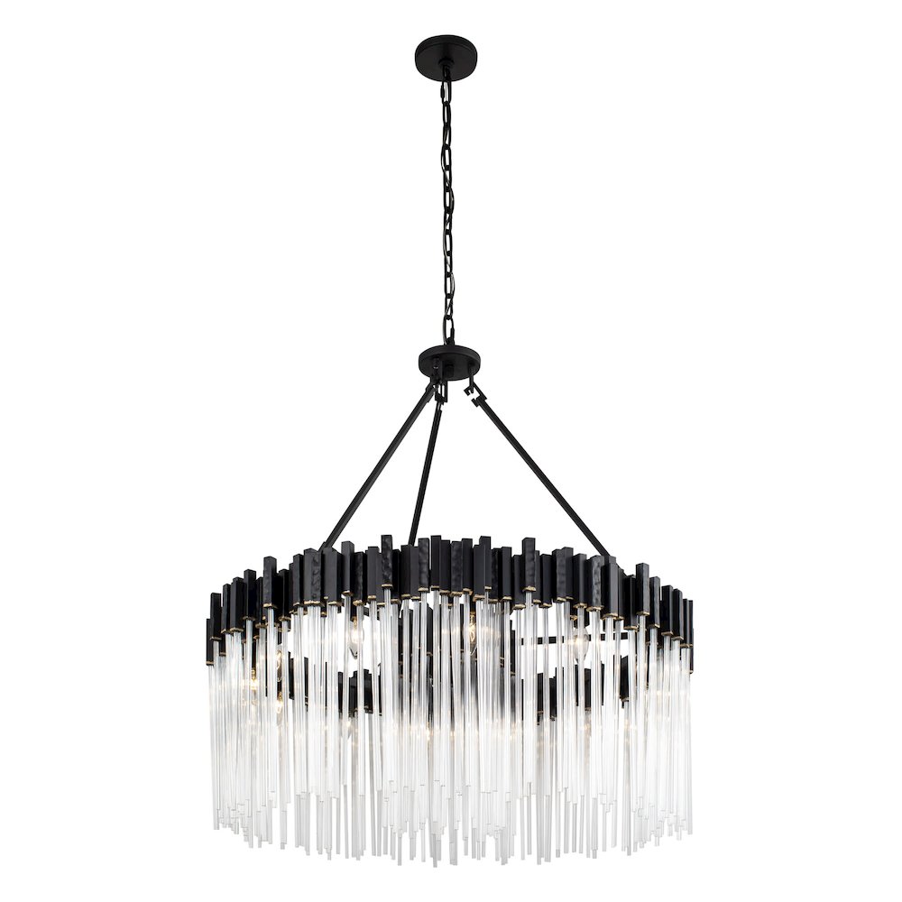 Matrix 12-Lt Pendant - Matte Black/French Gold. Picture 1