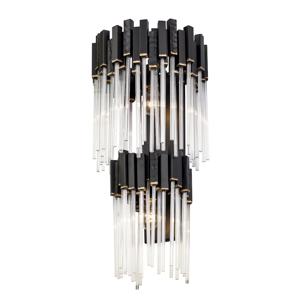 Matrix 2-Lt 2-Tier Sconce - Matte Black/French Gold. Picture 1