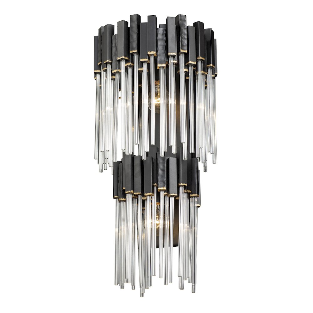 Matrix 2-Lt 2-Tier Sconce - Matte Black/French Gold. Picture 2