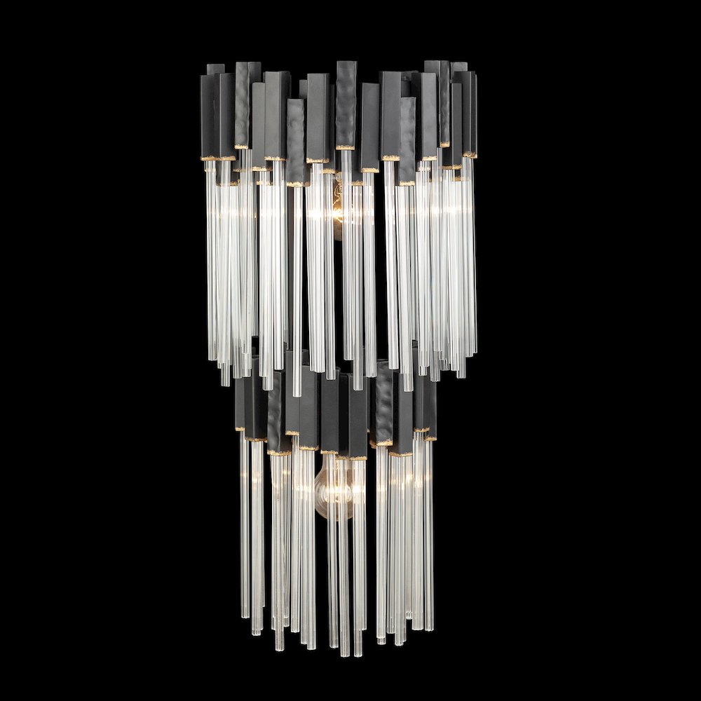 Matrix 2-Lt 2-Tier Sconce - Matte Black/French Gold. Picture 4