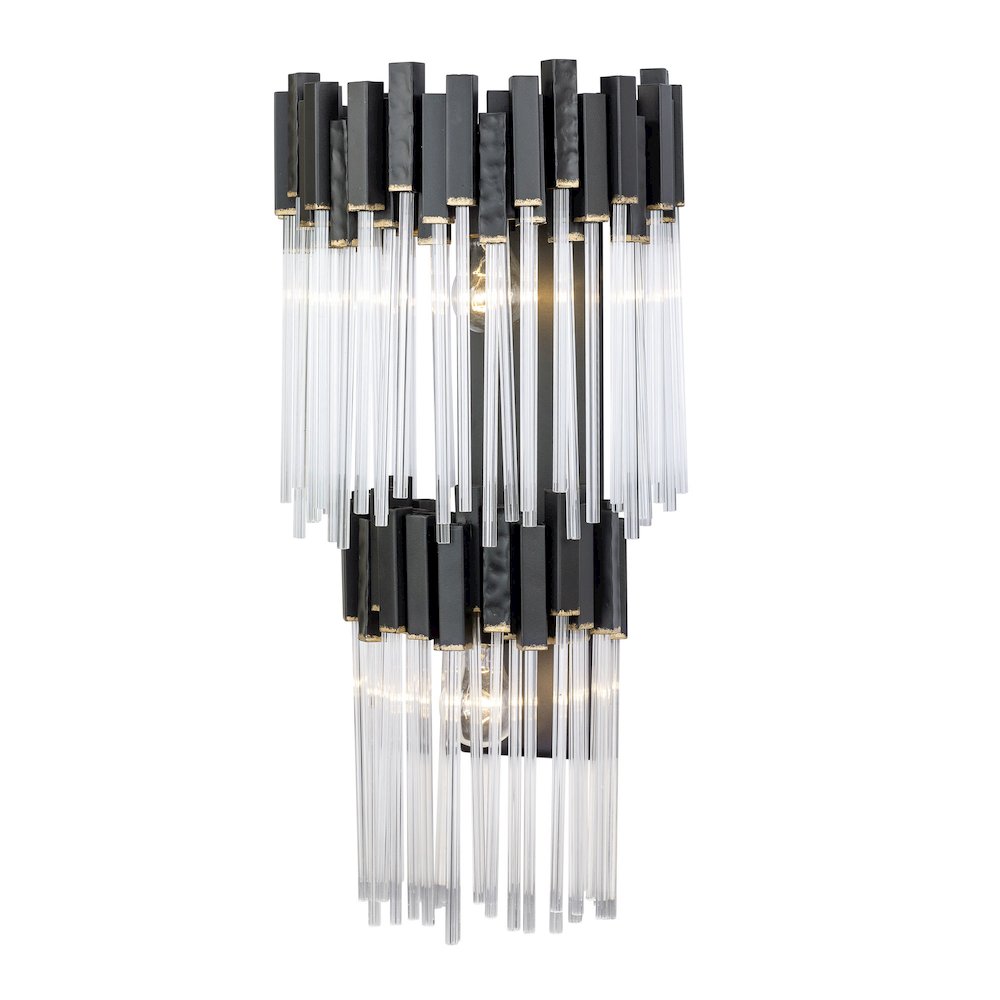 Matrix 2-Lt 2-Tier Sconce - Matte Black/French Gold. Picture 5