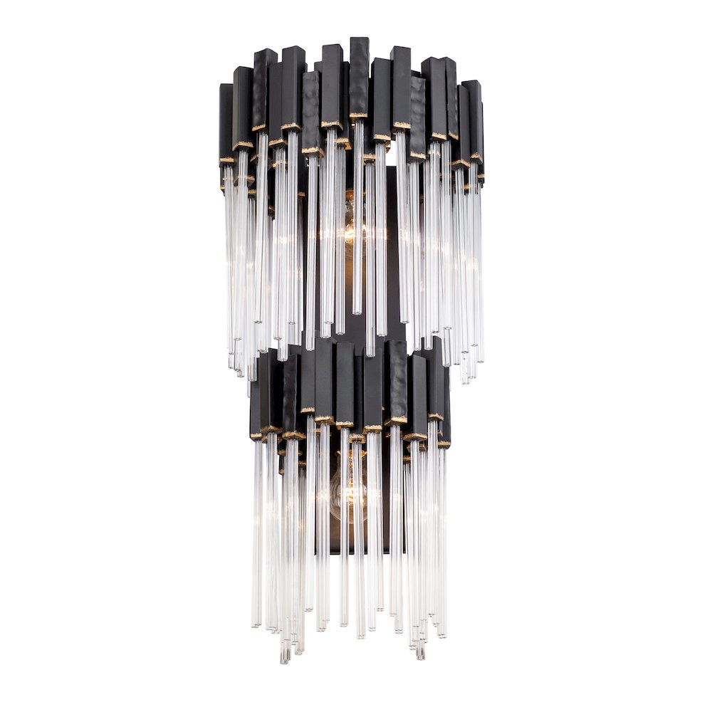 Matrix 2-Lt 2-Tier Sconce - Matte Black/French Gold. Picture 7