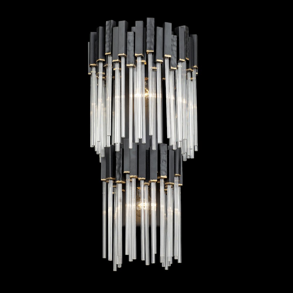 Matrix 2-Lt 2-Tier Sconce - Matte Black/French Gold. Picture 8