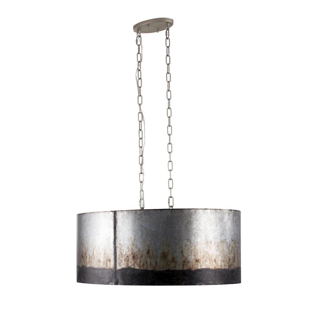 Cannery 6-Lt Oval/Linear Pendant - Ombre Galvanized. Picture 2