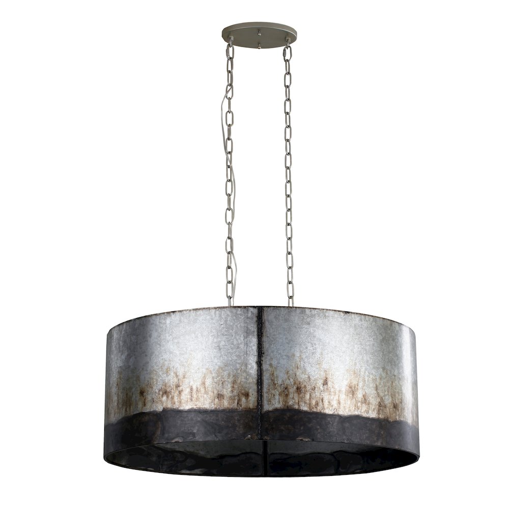 Cannery 6-Lt Oval/Linear Pendant - Ombre Galvanized. Picture 4