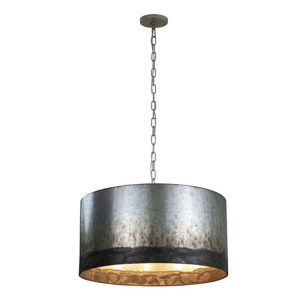 Cannery 4-Lt Drum Pendant - Ombre Galvanized. Picture 1