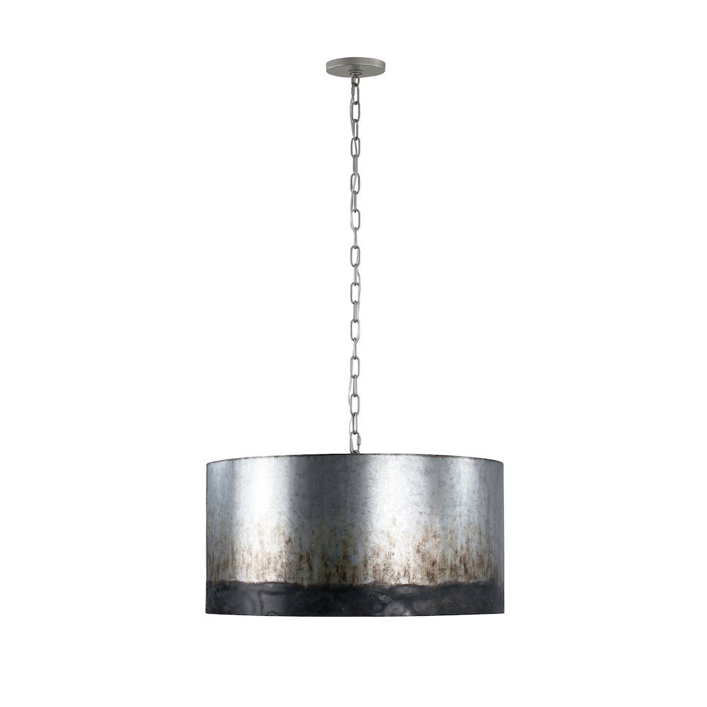Cannery 4-Lt Drum Pendant - Ombre Galvanized. Picture 2
