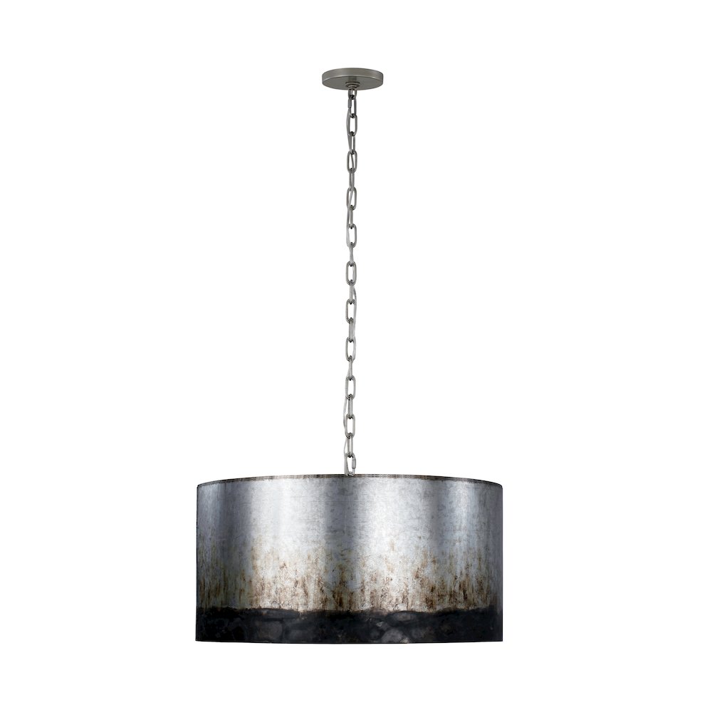 Cannery 4-Lt Drum Pendant - Ombre Galvanized. Picture 3