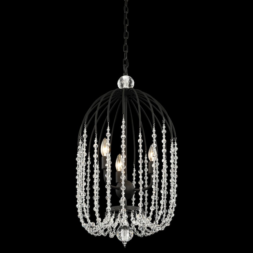 Voliere 3-Lt Crystal Tall Pendant - Matte Black. Picture 4