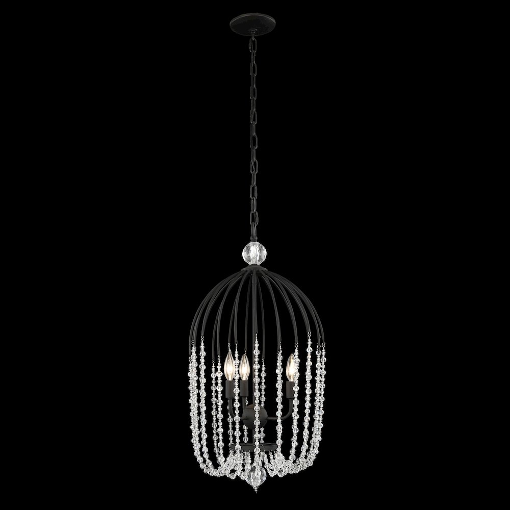 Voliere 3-Lt Crystal Tall Pendant - Matte Black. Picture 6