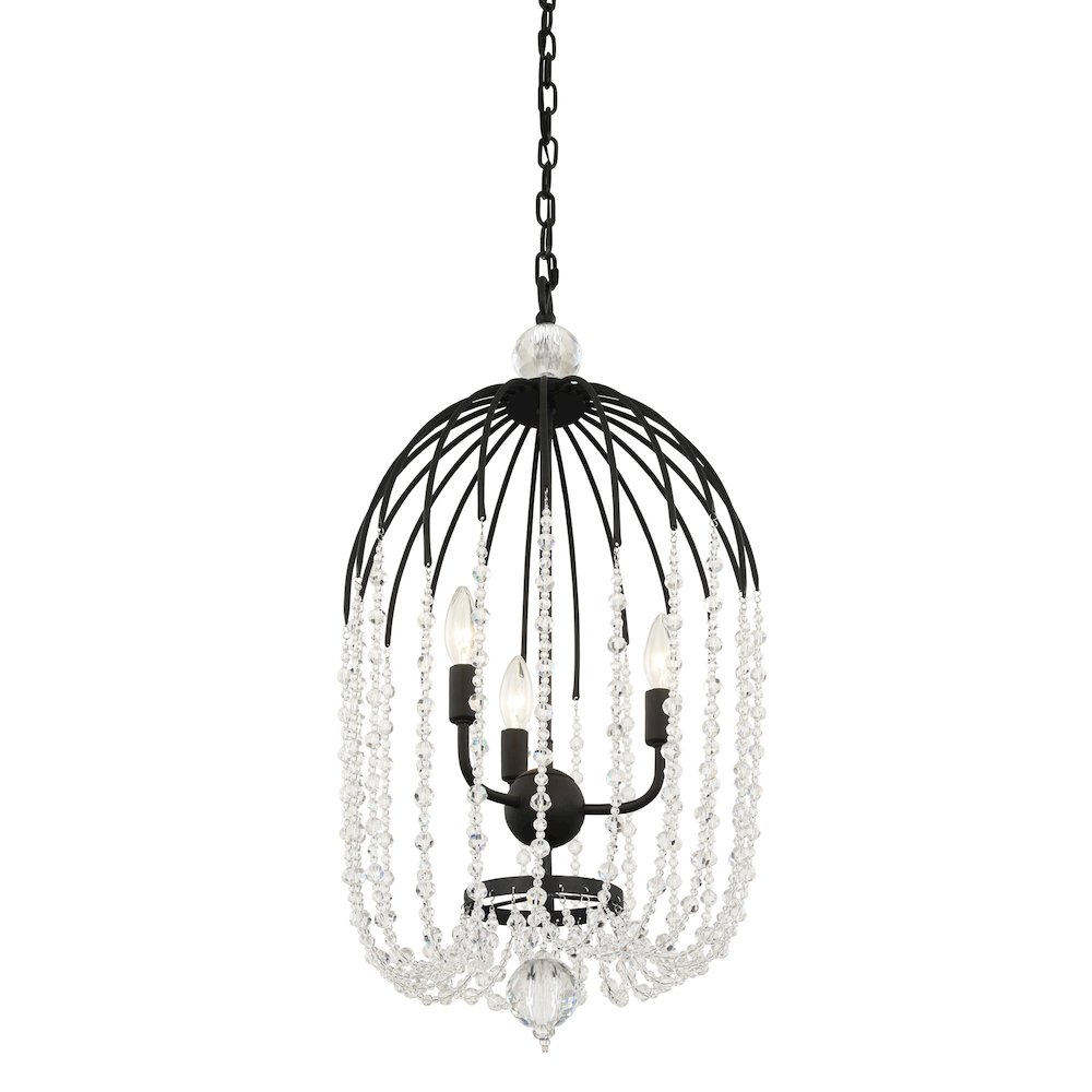 Voliere 3-Lt Crystal Tall Pendant - Matte Black. Picture 2