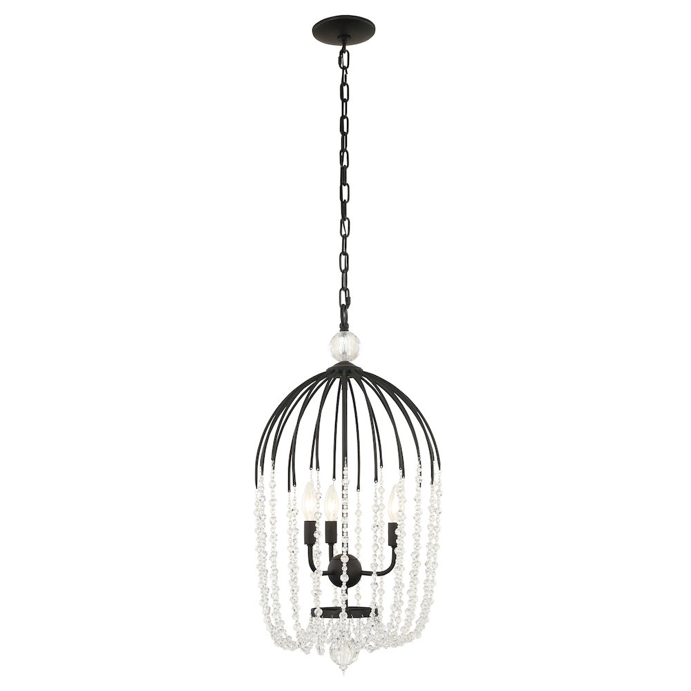 Voliere 3-Lt Crystal Tall Pendant - Matte Black. Picture 3