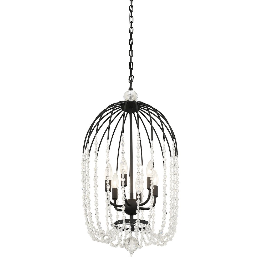 Voliere 6-Lt Crystal Pendant - Matte Black. Picture 2