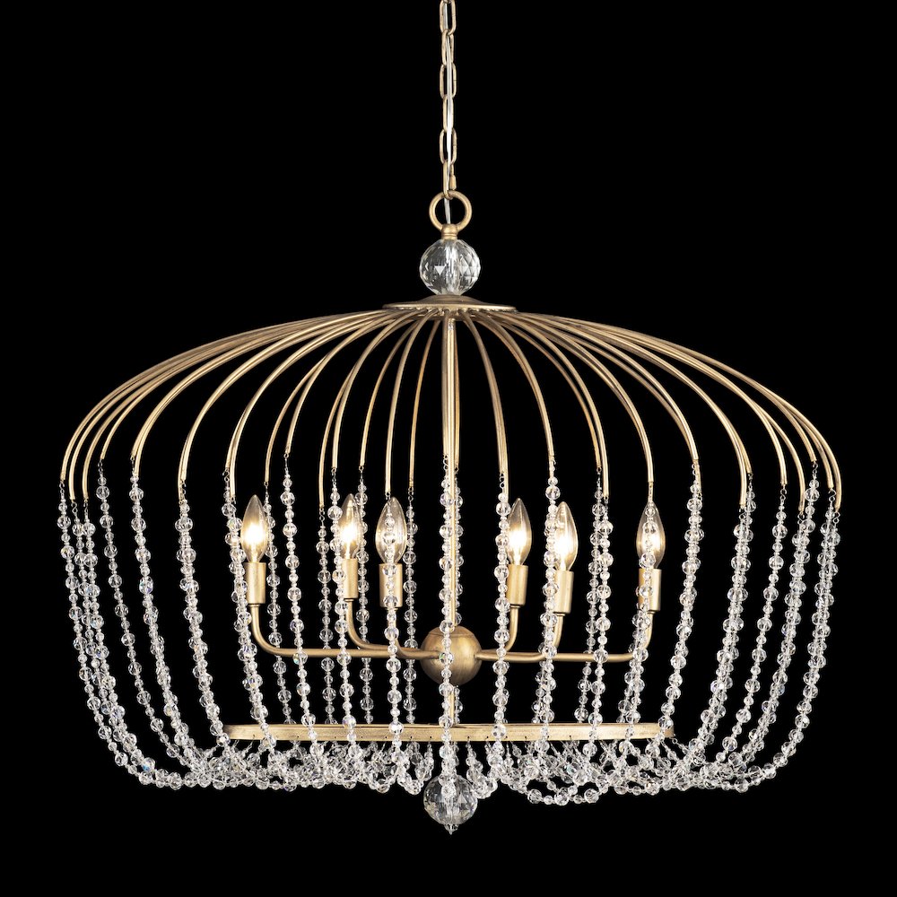 Voliere 6-Lt Crystal Oval Pendant - Havana Gold. Picture 3