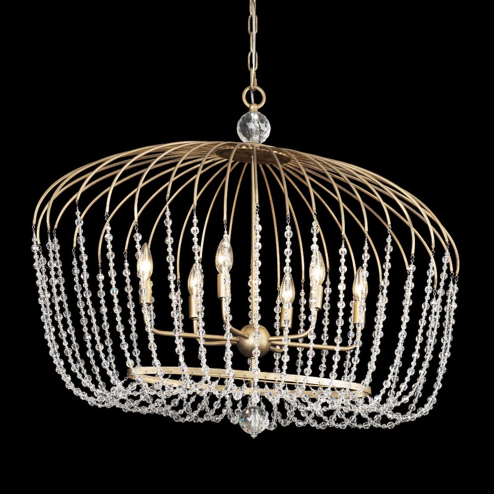 Voliere 6-Lt Crystal Oval Pendant - Havana Gold. Picture 4