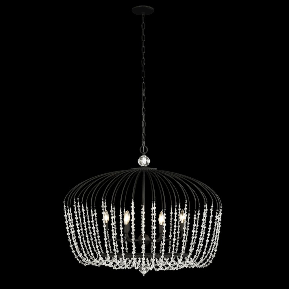 Voliere 6-Lt Crystal Oval Pendant - Matte Black. Picture 5