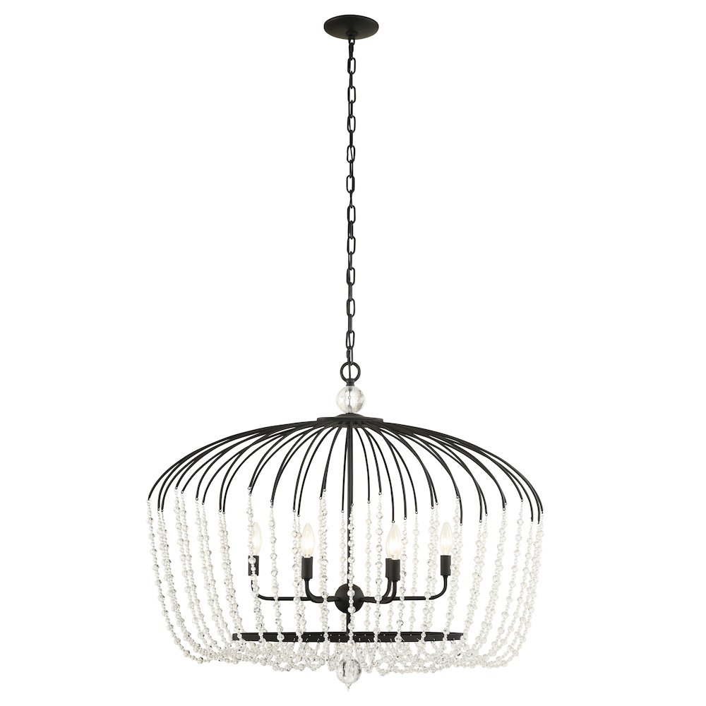 Voliere 6-Lt Crystal Oval Pendant - Matte Black. Picture 2