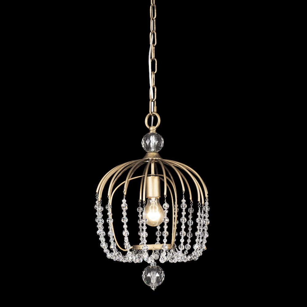 Voliere 1-Lt Crystal Pendant - Havana Gold. Picture 5