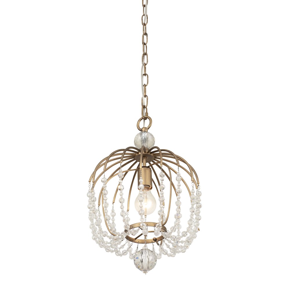 Voliere 1-Lt Crystal Pendant - Havana Gold. Picture 2