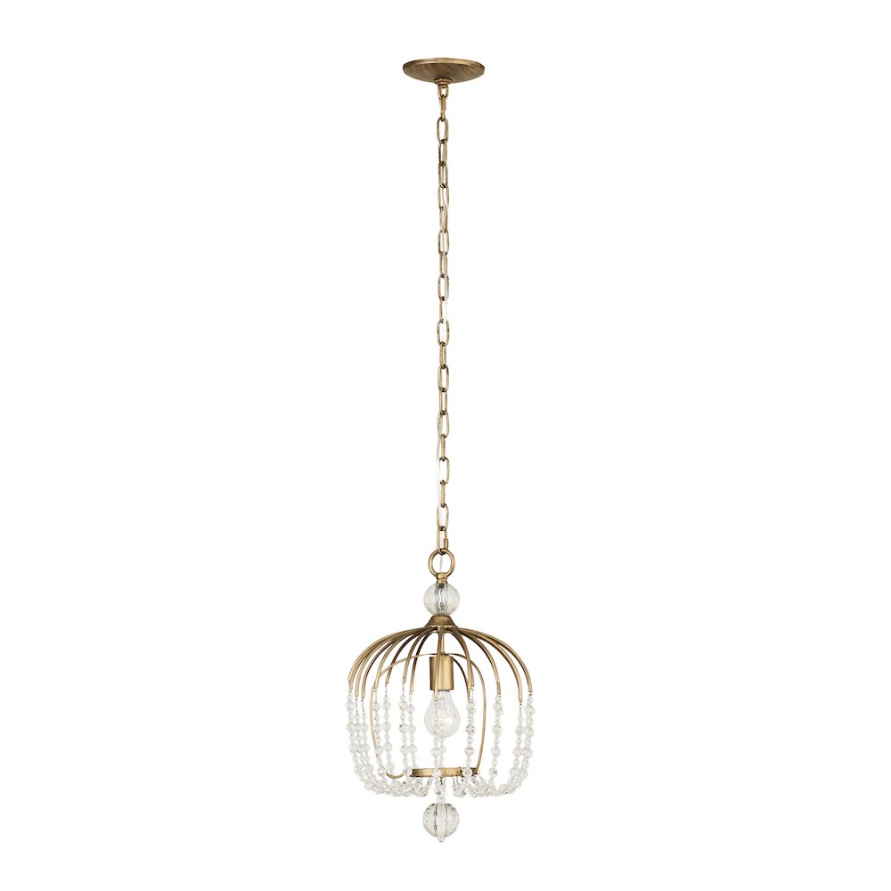 Voliere 1-Lt Crystal Pendant - Havana Gold. Picture 3