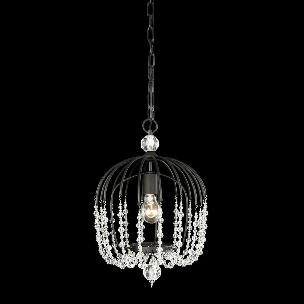 Voliere 1-Lt Crystal Pendant - Matte Black. Picture 1