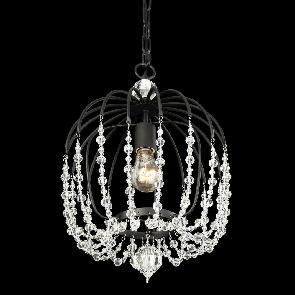 Voliere 1-Lt Crystal Pendant - Matte Black. Picture 2