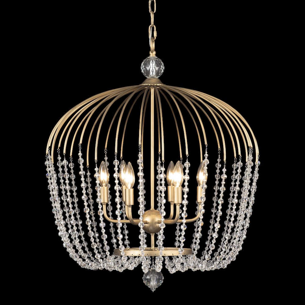 Voliere 6-Lt Crystal Tall Pendant - Havana Gold. Picture 2